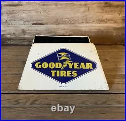 Vintage GOODYEAR TIRES DS Metal Display Stand Sign Gas & Oil Service Station