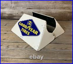 Vintage GOODYEAR TIRES DS Metal Display Stand Sign Gas & Oil Service Station