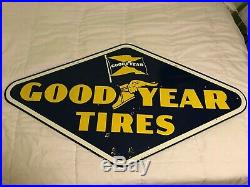 Vintage GOODYEAR TIRES Porcelain 1952 Sign Gas Oil Gasoline Very Good Condition