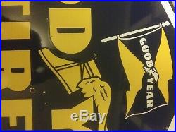 Vintage GOODYEAR TIRES Porcelain 1952 Sign Gas Oil Gasoline Very Good Condition