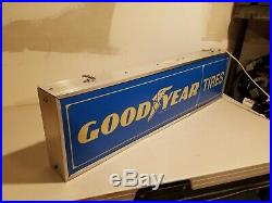 Vintage GOODYEAR TIRES SIGN 36 x 10 Lights Up GREAT CONDITION! Double sided