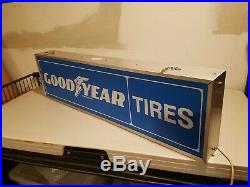 Vintage GOODYEAR TIRES SIGN 36 x 10 Lights Up GREAT CONDITION! Double sided