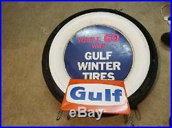 Vintage GULF Oil Tire display with insert and stand Winter Tire Sinclair Texaco