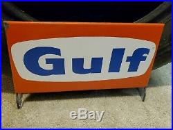 Vintage GULF Oil Tire display with insert and stand Winter Tire Sinclair Texaco