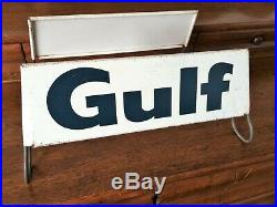 Vintage GULF Tin Metal Tire Stand Advertising Tire Display Holder
