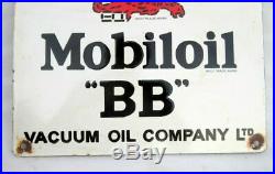 Vintage Gargoyle Mobil Oil''BB'' Advertisement Porcelain Enamel Sign Board