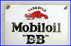Vintage Gargoyle Mobil Oil''BB'' Advertisement Porcelain Enamel Sign Board
