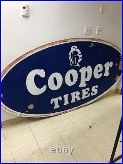 Vintage Gas Station Cooper Tire Painted Wooden Sign 8 X 4