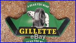 Vintage Gillette Kodiak Bear Metal Tire Display Stand Service Station Man Cave