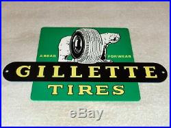 Vintage Gillette Tires A Polar Bear For Wear 12 Metal Tire Gasoline & Oil Sign