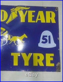 Vintage Good Year Cab Carraige Tyres tire Enamel Porcelain Sign Size 35X24