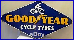 Vintage Good Year Cycle Tire Porcelain Enamel Sign Double Sided Collectibles Old