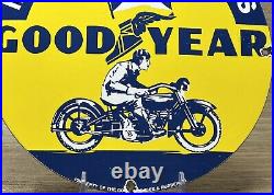 Vintage Good Year Motorcycle Tires Porcelain Sign Gas Oil Continental Michelin