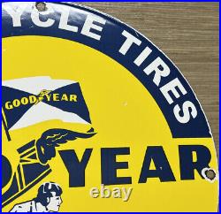 Vintage Good Year Motorcycle Tires Porcelain Sign Gas Oil Continental Michelin