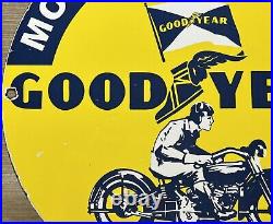 Vintage Good Year Motorcycle Tires Porcelain Sign Gas Oil Continental Michelin