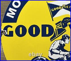 Vintage Good Year Motorcycle Tires Porcelain Sign Gas Oil Continental Michelin