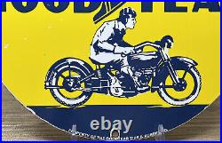 Vintage Good Year Motorcycle Tires Porcelain Sign Gas Oil Continental Michelin