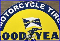 Vintage Good Year Motorcycle Tires Porcelain Sign Gas Oil Continental Michelin