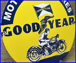 Vintage Good Year Motorcycle Tires Porcelain Sign Gas Oil Continental Michelin