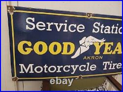 Vintage Good Year Porcelain Sign Agency Motorcycle Tires 36 Gas Oil Service