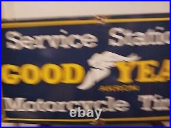 Vintage Good Year Porcelain Sign Agency Motorcycle Tires 36 Gas Oil Service