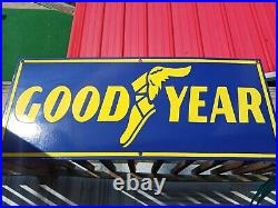 Vintage Good Year Porcelain Sign Agency Motorcycle Tires Gas Oil Service