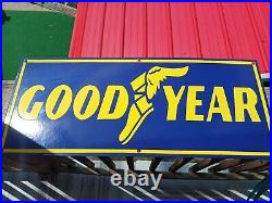 Vintage Good Year Porcelain Sign Agency Motorcycle Tires Gas Oil Service