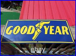 Vintage Good Year Porcelain Sign Agency Motorcycle Tires Gas Oil Service