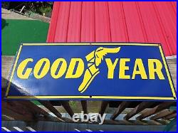 Vintage Good Year Porcelain Sign Agency Motorcycle Tires Gas Oil Service