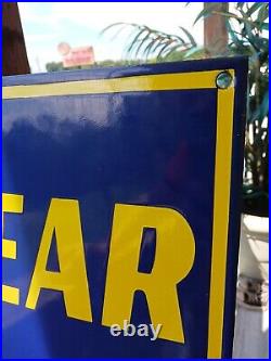 Vintage Good Year Porcelain Sign Agency Motorcycle Tires Gas Oil Service