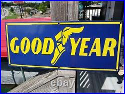 Vintage Good Year Porcelain Sign Agency Motorcycle Tires Gas Oil Service