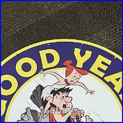Vintage Good Year Porcelain Sign Tire Battery Auto Car Dealer Service Station Ad