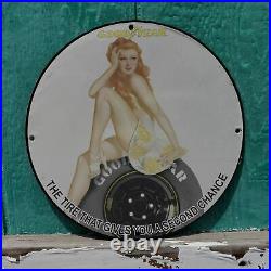 Vintage Good Year Rubber Tire Manufacturer Porcelain Gas And Oil Pump Sign