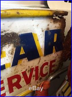 Vintage Good Year Tire & Battery Service Embossed Sign Tin Metal 45 x 11