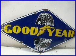 Vintage Good Year Tire Tyre Advertising Sign Porcelain Enamel Hexagon Shape45