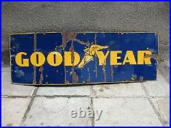 Vintage Good Year Tire Tyre Sign Board Porcelain Enamel Gas Pump Display Rare91