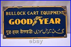 Vintage Good Year Tire Tyres Porcelain Enamel Sign Board Bullock Cart Equipment