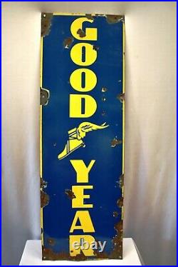 Vintage Good Year Tire Tyres Sign Board Porcelain Enamel Advertising Store Rare