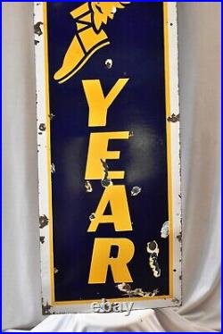 Vintage Good Year Tire Tyres Sign Porcelain Enamel Advertising Gas Pump Board 1