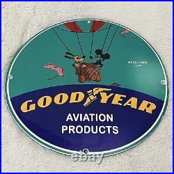 Vintage Good Year Tires Disney Gas Oil Service Station Pump Plate Porcelain Sign