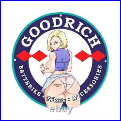 Vintage Goodrich Batteries Tires Accessories Pinup Girl Porcelain Enamel Sign