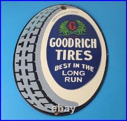 Vintage Goodrich Porcelain Sign Old Cord Tires Auto Car Mechanic Gas Pump Sign