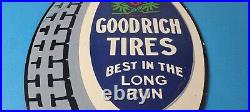 Vintage Goodrich Porcelain Sign Old Cord Tires Auto Car Mechanic Gas Pump Sign