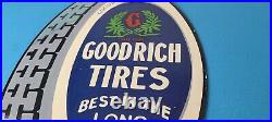 Vintage Goodrich Porcelain Sign Old Cord Tires Auto Car Mechanic Gas Pump Sign