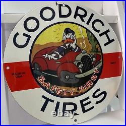 Vintage Goodrich Porcelain Tires Auto Repair Service Gasoline Enamel Metal Sign