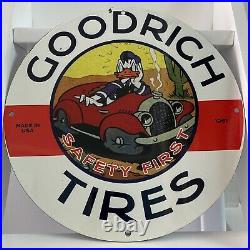 Vintage Goodrich Porcelain Tires Auto Repair Service Gasoline Enamel Metal Sign