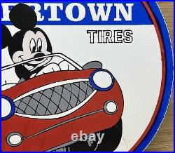 Vintage Goodrich Silvertown Tires Porcelain Sign Gas Oil Disney Mickey Good Year