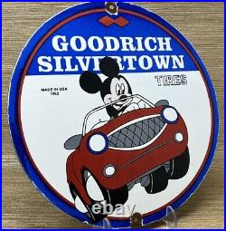 Vintage Goodrich Silvertown Tires Porcelain Sign Gas Oil Disney Mickey Good Year