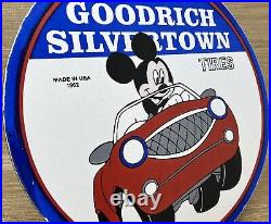 Vintage Goodrich Silvertown Tires Porcelain Sign Gas Oil Disney Mickey Good Year