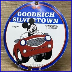 Vintage Goodrich Silvertown Tires Porcelain Sign Gas Oil Disney Mickey Good Year